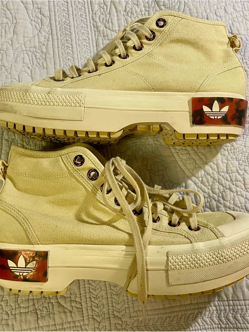 Adidas Women’s Canvas High-Top Sneakers - Cream